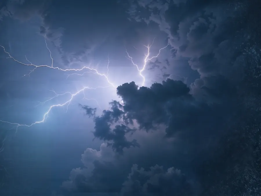 Lightning branching through a storm cloud