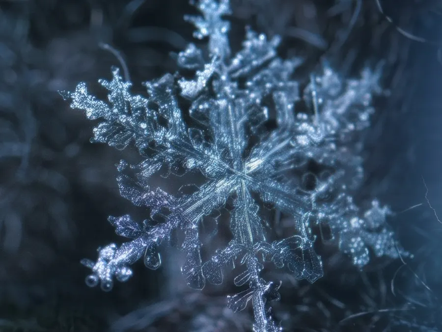 A single snow crystal in close focus